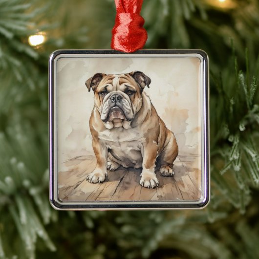 Bulldog Metalen Ornament (Boom)