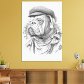 Bulldog Minister Marble Statue Canvas Art Afdruk (Insitu (Woonkamer))