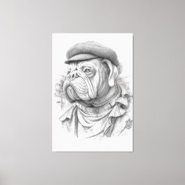 Bulldog Minister Marble Statue Canvas Art Afdruk