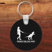 Bulldog Moeder Frenchie Mama Hond Dinosaurus Vrouw Sleutelhanger (Voorkant)