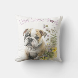 Bulldog Mom Floral Kussen