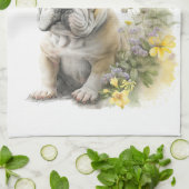 Bulldog Mom Floral Theedoek (Gevouwen)