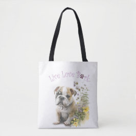 Bulldog Mom Floral Tote Bag