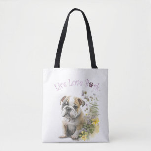 Bulldog Mom Floral Tote Bag