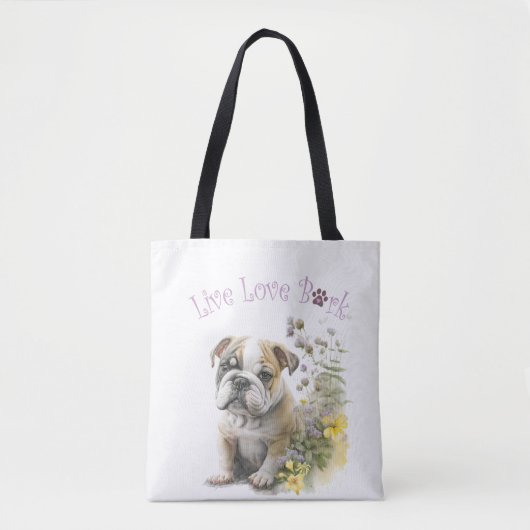 Bulldog Mom Floral Tote Bag (Voorkant)