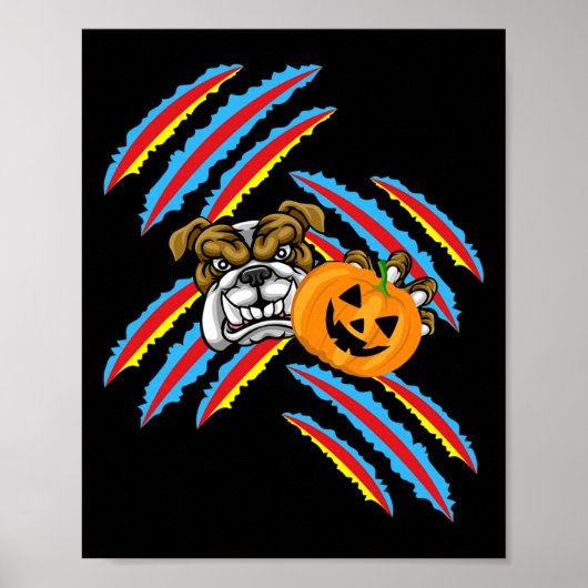 Bulldog Mom Halloween Pompoen Poster (Voorkant)