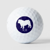 Bulldog Monogrammed Blue Navy Custom Golf Golfballen (Voorkant)