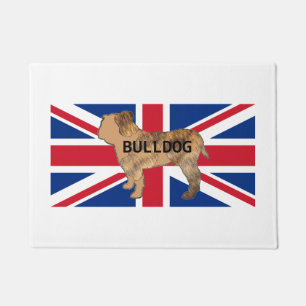 bulldog naam silhouet op vlag reekleurig en gestro deurmat