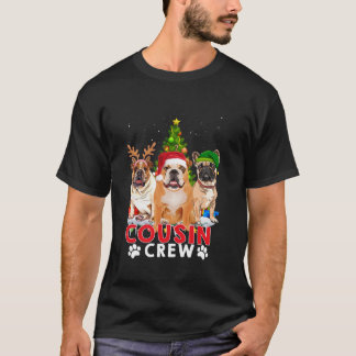 Bulldog neef crew kerstboom jongens meisjes merr t-shirt