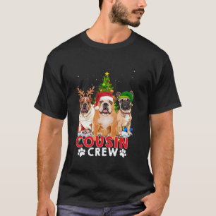 Bulldog neef crew kerstboom jongens meisjes merr t-shirt