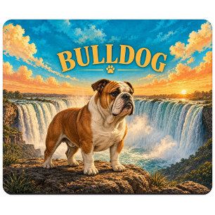 Bulldog, Niagara Falls Oude Waterverf Honden Kunst Muismat