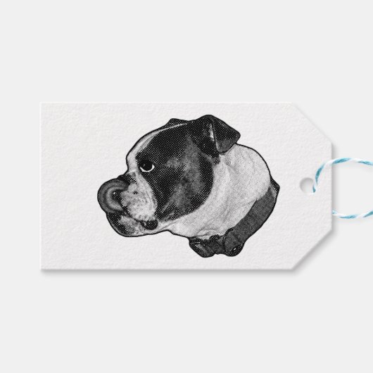 Bulldog Nose-Lick Tag Cadeaulabel (Voorkant (Horizontaal))