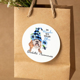 Bulldog November We Draag Blauwe Diabetes Ronde Sticker