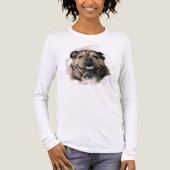 Bulldog of uw foto Grunge Hond Mam Tan & White Tri-Blend Shirt (Voorkant volledig)