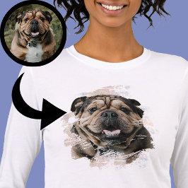 Bulldog of uw foto Grunge Hond Mam Tan & White Tri-Blend Shirt