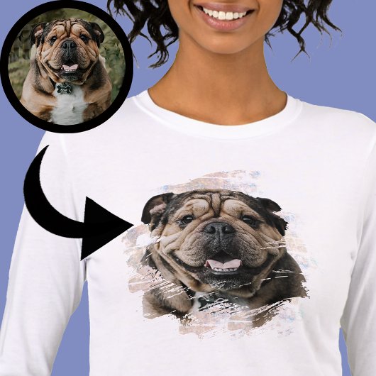 Bulldog of uw foto Grunge Hond Mam Tan & White Tri-Blend Shirt