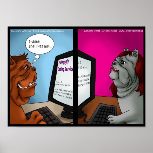 Bulldog Online Dating Funny Posters (Voorkant)