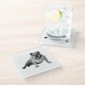 Bulldog Ontspanning Moment Glazen Onderzetter (Schuin)
