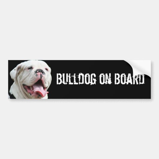 Bulldog op board White Bulldog bumper sticker (Voorkant)