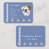 Bulldog op Country Blue met Pawprints Visitekaartje (Voorkant / Achterkant)