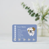 Bulldog op Country Blue met Pawprints Visitekaartje (Staand voorkant)