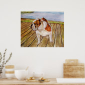 Bulldog op de stoep poster (Keuken)