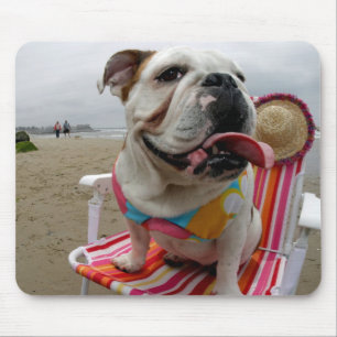 Bulldog op de strand muismat