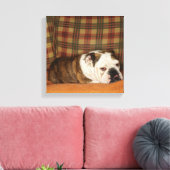 bulldog op een bank canvas afdruk (Insitu (Woonkamer))