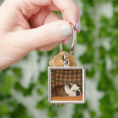 bulldog op een bank sleutelhanger (Hand)