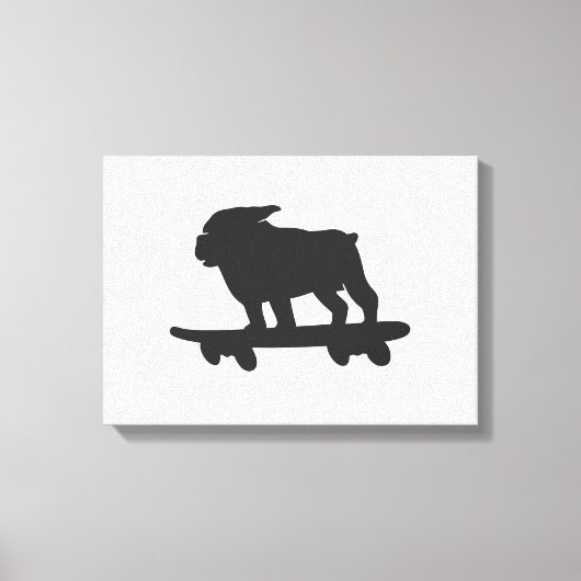 Bulldog op een skateboard - Kies achtergrondkleur Canvas Afdruk (Voorkant)