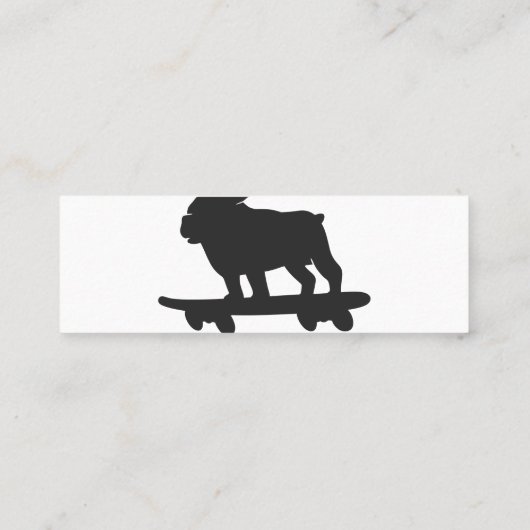 Bulldog op een skateboard - Kies achtergrondkleur Mini Visitekaartje (Achterkant)