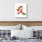 Bulldog op Ice hockey met Hockey stick Canvas Afdruk (Insitu (Slaapkamer))