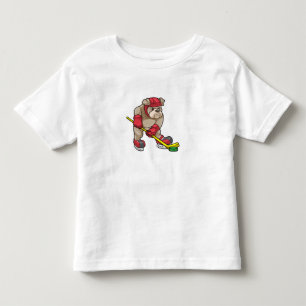 Bulldog op Ice hockey met Hockey stick Kinder Shirts