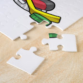 Bulldog op Ice hockey met Hockey stick Legpuzzel (Zijkant)
