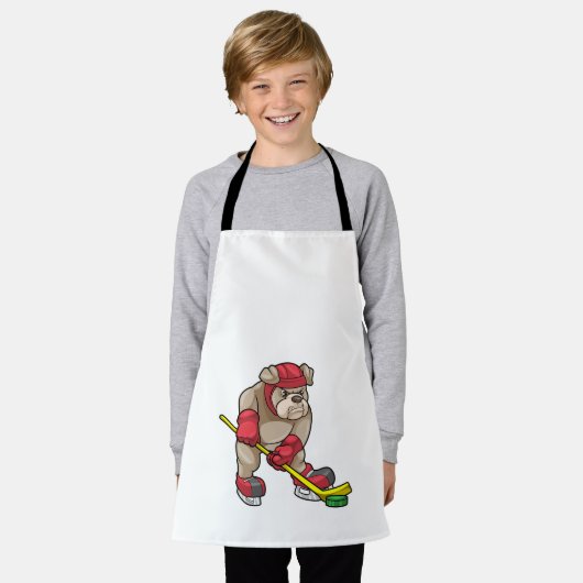 Bulldog op Ice hockey met Hockey stick Schort (Gedragen)