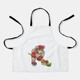 Bulldog op Ice hockey met Hockey stick Schort