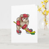 Bulldog op Ice hockey met Ice hockey stick Kaart (Gele Bloem)