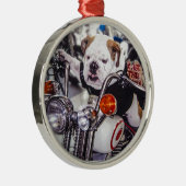 Bulldog op motorfiets metalen ornament (Rechts)