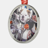 Bulldog op motorfiets metalen ornament (Links)