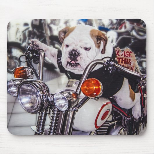 Bulldog op motorfiets muismat (Voorkant)