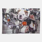 Bulldog op motorfiets theedoek (Horizontaal)