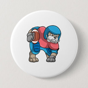 Bulldog op Sports met Football & Helmet Ronde Button 7,6 Cm