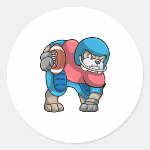 Bulldog op Sports met Football & Helmet Ronde Sticker