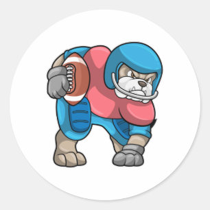 Bulldog op Sports met Football & Helmet Ronde Sticker