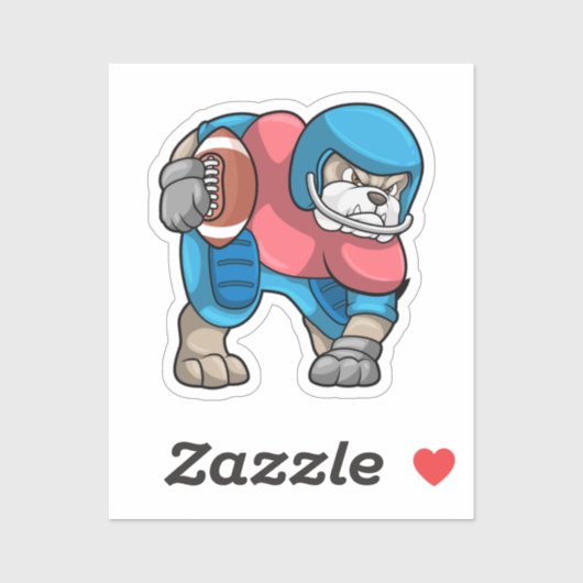 Bulldog op Sports met Football & Helmet Sticker (Vel)