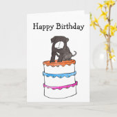 Bulldog op taart verjaardagskaart kaart (Gele Bloem)