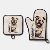 Bulldog Oven Mitt & Pot Holder Set (Voorkant)
