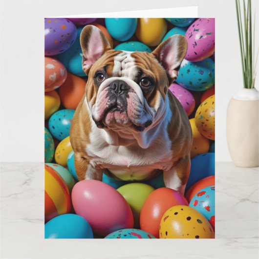 Bulldog paaseieren kaart (Voorkant)