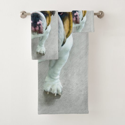 Bulldog Painting - Cute Original Dog Art Bad Handdoek (Insitu)
