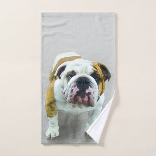 Bulldog Painting - Cute Original Dog Art Bad Handdoek (Handdoek)